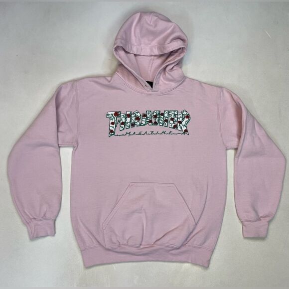 Thrasher Magazine Graphic Pullover Hoodie Women Small Pink - Picture 1 of 6